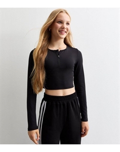 Черный топ на молнии с длинными рукавами для девочек, черный New look