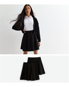 Комплект из 2 черных школьных юбок-солнце из джерси для девочек, черный New look