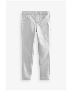 Джеггинсы с покрытием, серебряный Next