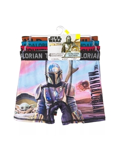 Спортивные боксеры из 4 пар трусов-боксеров для мальчиков 6–10 лет, «Звездные войны», «Мандалорец, ребенок, он же Бэби Йода» Licensed character
