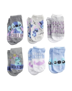 Набор из 6 носков-непоказов Disney's Lilo & Stitch Girls для девочек, серый Licensed character