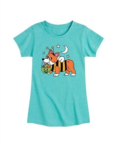 Футболка с рисунком пчелы корги для девочек 7–16 лет на Хэллоуин, синий Licensed character