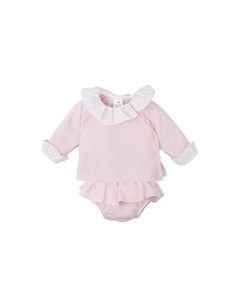 Комплект для девочки из трикотажного лягушки и чехла под подгузник с рюшами, розовый Babidu