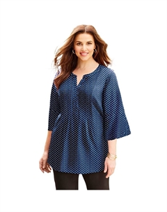 Женская блузка с защипами и защипами из жоржета больших размеров, цвет Blue Dot Catherine's