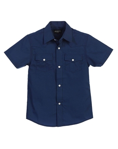 Детская однотонная рубашка в стиле вестерн с короткими рукавами, темно-синий Gioberti