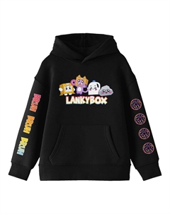 Толстовка с рисунком «LankyBox» для девочек 7–16 лет с милыми персонажами, черный Licensed character