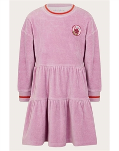 Велюровое многоярусное платье с длинными рукавами, фиолетовый Monsoon