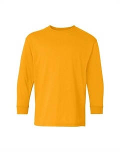 Молодёжная футболка с длинными рукавами из плотного хлопка, золотой Gildan