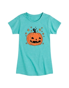 Футболка с рисунком тыквы, конфет и кукурузы для девочек, синий Licensed character