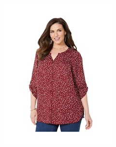 Женская блузка размера плюс Breezeway из жоржета, цвет Rich Burgundy Tossed Catherine's