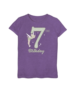Футболка с рисунком Тинкер Белл на 7-й день рождения для девочек 7–16 лет 's «Питер Пэн», цвет Purple Heather Disney