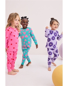 Пижамы Stampy из 100% хлопка, 3 пары (9 мес 12 лет), фиолетовый Next