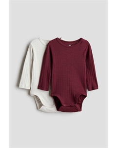 В упаковке 2 боди с длинными рукавами, красный H&m