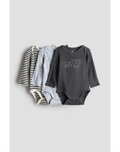 Комплект из 3 боди с длинными рукавами, голубой H&m