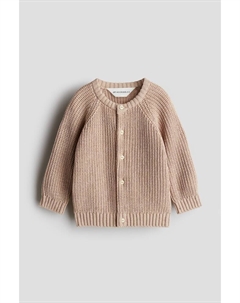 Хлопковый кардиган лакированной вязки, бежевый H&m