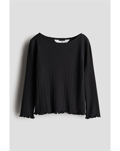 Рубашка в рубчик с деталями оверлока, черный H&m