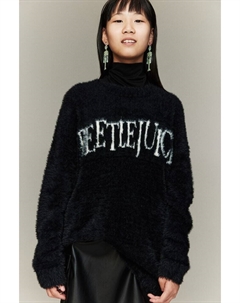 Пушистый джемпер, черный H&m