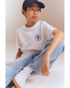 Хлопковая футболка с мотивом, белый H&m