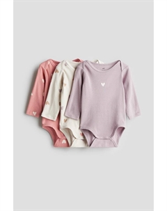Комплект из 3 боди с длинными рукавами, розовый H&m