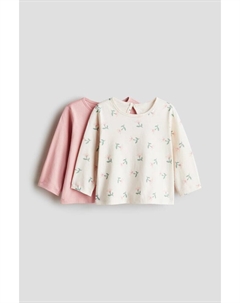 Комплект из 2 хлопковых рубашек с длинными рукавами, розовый H&m