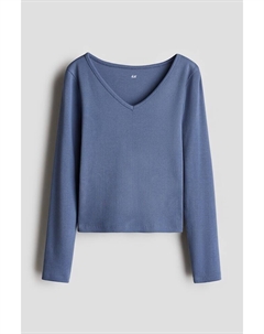 Рубашка из хлопкового джерси в рубчик, синий H&m