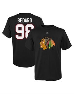 Молодежная футболка с именем и номером игрока Коннора Бедарда «Чикаго Блэкхокс», цвет Hwk Black Outerstuff