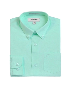 Оксфордская классическая рубашка с длинными рукавами для мальчиков, цвет Aqua Gioberti