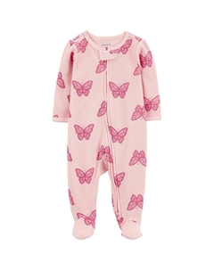 Термобелье для сна и игр с двусторонней молнией и бабочкой Butterfly для маленьких девочек, розовый Carter`s