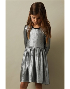 Платье Joy с металлическим отливом и расклешенной юбкой, серебряный Reiss