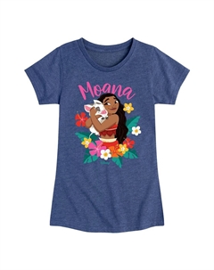 Футболка с цветочным рисунком для девочек 7–16 лет Disney's Moana Girls, синий Licensed character