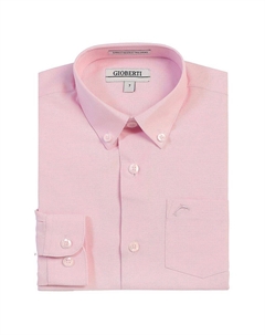 Оксфордская классическая рубашка с длинными рукавами для мальчиков, розовый Gioberti