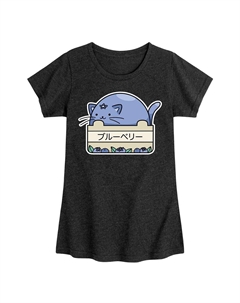 Футболка с черничным котом для девочек 7–16 лет, цвет Heather Black Licensed character