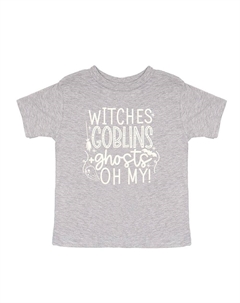 Молодежная футболка с принтом «Ведьмы, гоблины, призраки», с короткими рукавами и рисунком, цвет Heather Grey The juniper shop