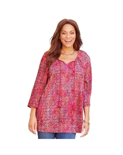 Женская газовая блузка в крестьянском стиле с пайетками и отделкой Екатерины больших размеров, цвет Pink Burst Textured Catherine's