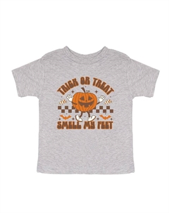 Клетчатая футболка с короткими рукавами и рисунком для малышей Smell My Feet, цвет Heather Grey The juniper shop