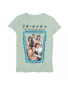 Футболка с портретом и рисунком в синей рамке для девочек 7–16 лет, групповая фотография друзей, светло-зеленый Licensed character