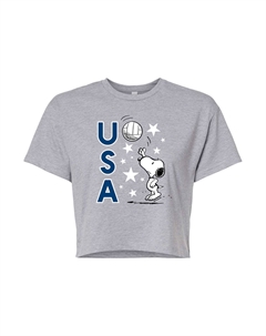 Укороченная волейбольная футболка для юниоров Peanuts Snoopy USA, серый Licensed character