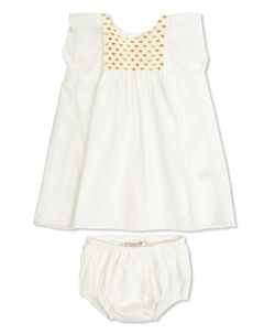 Платье со сборками, белый Bonpoint