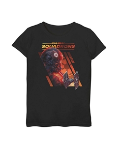 Футболка для девочек 3–16 лет «Звездные войны: эскадрильи Галактической Империи» с панелями истребителя TIE, черный Licensed character