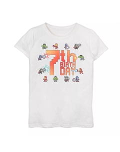 8-битная футболка с рисунком на 7-й день рождения для девочек 7–16 лет с изображением Мстителей Marvel