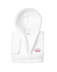 Детский суперплюшевый розовый халат с капюшоном и короной, белый Linum home textiles