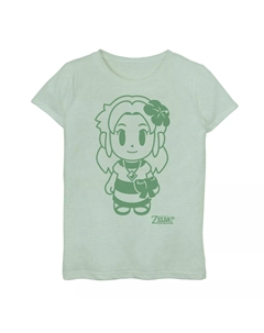 Зеленая футболка с портретом и рисунком Nintendo для девочек 7–16 лет, Nintendo Legend Of Zelda Links Awakening Marin, светло-зеленый Licensed character