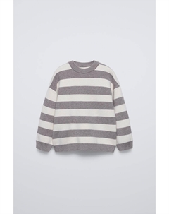 Вязаный свитер в полоску, коричневый/серо-коричневый Zara