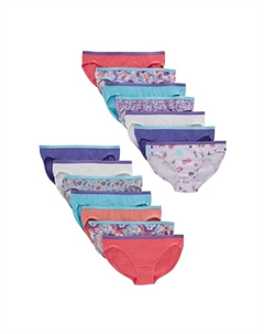 Девочки 6–16 лет, 12 шт. + 2 пары хлопковых трусиков-бикини в подарок, мультиколор Hanes