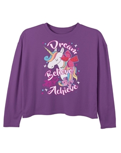 Девочки 6–16 лет Nickelodeon ДжоДжо Сива Мечтайте, верьте, достигайте единорога. Топ, цвет Purple Heather Licensed character
