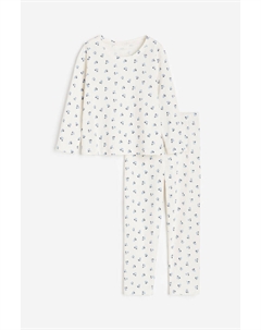 Пижама из джерси с принтом, белый H&m