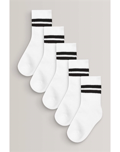 Комплект из 5 пар носков в рубчик на мягкой подошве, белый Next