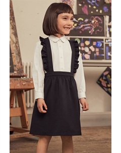 Комплект с рюшами на подтяжках и рубашкой с длинными рукавами, синий Next