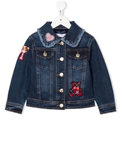 Джинсовая куртка с нашивками, синий Monnalisa