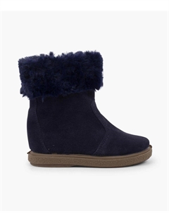 Меховые сапоги до середины икры для девочек на молнии, темно-синий Pisamonas